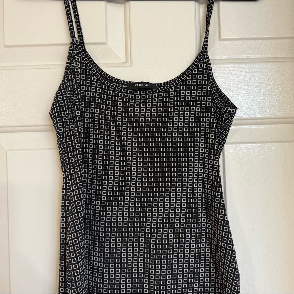 Versace Black and White Geometric Tank
